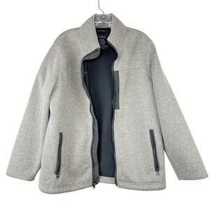 LL Bean Mens Sweater Fleece Full Zip Jacket Gray 293887 M REG